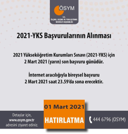 YKS başvuruları yarın sona eriyor