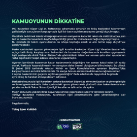 Tofaş Spor Kulübü, Beşiktaş maçındaki kararla ilgili açıklama yaptı