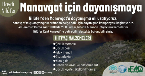 Manavgat’taki yangına Nilüfer’den dayanışma eli