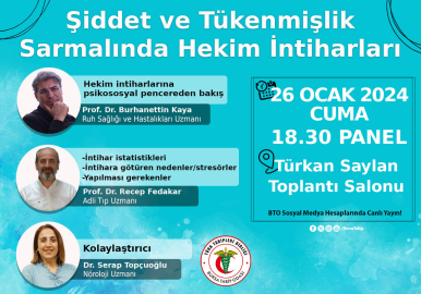 Bursa'da ‘Şiddet ve Tükenmişlik Sarmalında Hekim İntiharları’ paneli düzenlenecek