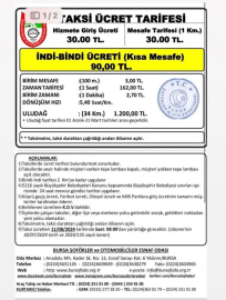 Bursa'da taksi ücretlerine zam!
