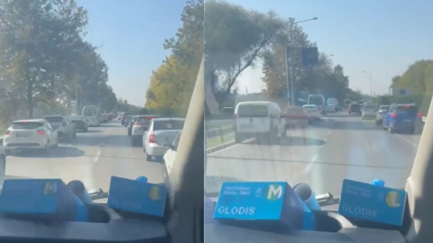 Bursa’da sürücülerin 'fermuar yöntemi'yle ambulansa yol vermesi kamerada