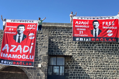 Diyarbakır'da surlarda Ekrem İmamoğlu pankartı açan yurttaşlar gözaltına alındı