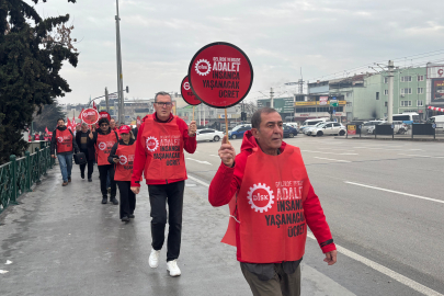DİSK'in insanca yaşanacak ücret için Ankara'ya başlattığı yürüyüş Bursa'ya ulaştı