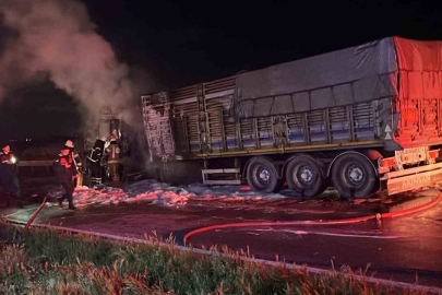 Karacabey’de tır yangını: Bursa yolu trafiğe kapandı