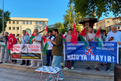 Bursa'da NATO eylemi: Sizin yaptığınız gibi önlerine kırmızı halılar mı serelim?