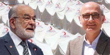 Saadet Partisi Genel Başkanı Temel Karamollaoğlu ve Kızılay Genel Sekreter Yardımcısı Murat Ellialtı